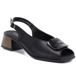 Skórzane sandały damskie na klocku czarne T.Sokolski L26-36. Czarne sandały T.Sokolski, bez wzorów, ze skóry, bez obcasa, bez zapięcia. Za 189.99 zł.