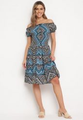 Zielono-Czarna Sukienka Bawełniana Hiszpanka w Stylu Boho Raelinora. Zielone sukienki Born2be, m, bez wzorów, z bawełny, boho, bez kołnierzyka, bez ramiączek. Za 49.99 zł.