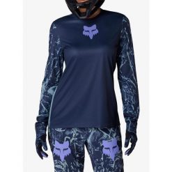 Bluza rowerowa damska Fox Ranger LS Jersey Img Print. Niebieskie bluzy FOX, bez wzorów, z jersey, bez kaptura. Za 247.49 zł.