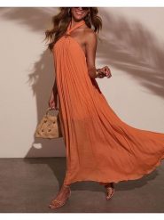 Milan Kiss Sukienka w kolorze pomarańczowym rozmiar: XL. Pomarańczowe sukienki Milan Kiss, na imprezę, xl, bez wzorów, z bawełny, bez kołnierzyka, bez ramiączek, maxi. Za 215.21 zł.