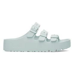 Birkenstock Florida III Flex Platform EVA Surf Green Klapki damskie. Zielone klapki Birkenstock, bez wzorów, z materiału, bez obcasa, na platformie. Za 199.99 zł.