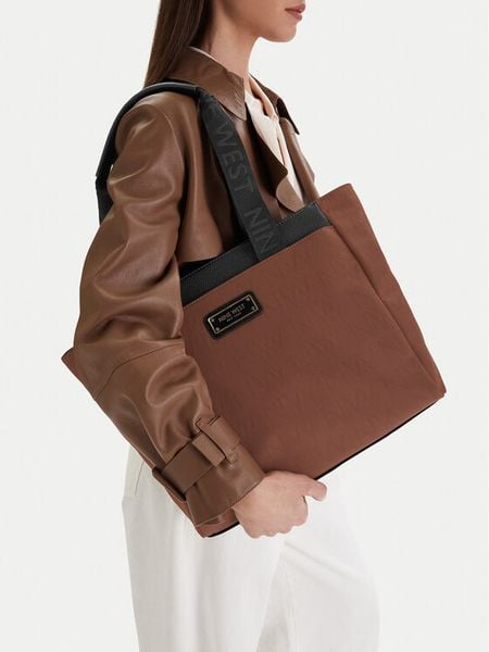 Nine West Torebka CEO-Brielle-LA374-4705 Brązowy. Brązowe shopper Nine West, bez wzorów, z materiału, bez dodatków. Za 120.99 zł.