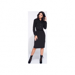 Sukienka dzienna z kieszonkami z przodu. Zielone sukienki Bien fashion, xl, bez wzorów, z bawełny, klasyczne, bez kołnierzyka, bez ramiączek, koszulowe. Za 159.00 zł.