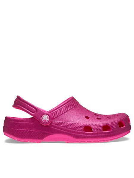 Crocs Klapki Classic Glitter Clog 205942 Różowy. Czerwone klapki Crocs, bez wzorów, z tworzywa sztucznego, bez obcasa. Za 259.99 zł.