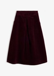 Spódnica sztruksowa z mieszanki bawełny. Czerwone spódnice bonprix, bez wzorów, z bawełny, maxi. Za 189.99 zł.