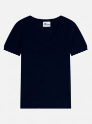 Just Cashmere Kaszmirowa koszulka "Glamis" w kolorze granatowym rozmiar: XL. Niebieskie bluzki Just Cashmere, xl, bez wzorów, z kaszmiru, bez kołnierzyka, bez ramiączek. Za 222.94 zł.