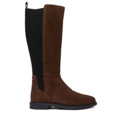Kozaki Tommy Hilfiger. Brązowe kozaki TOMMY HILFIGER, bez obcasa, na płaskiej podeszwie, bez zapięcia. Za 719.99 zł.