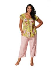 Aller Simplement Bluzka w kolorze jasnozielono-różowym rozmiar: 50/52. Zielone bluzki Aller Simplement, bez wzorów, z bawełny, bez kołnierzyka, bez ramiączek. Za 56.99 zł.