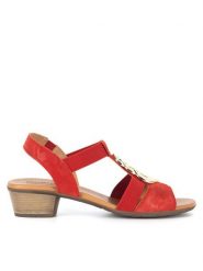 Go Soft Sandały WI23-BETTY-09 Czerwony. Czerwone sandały GO SOFT, bez wzorów, z materiału, bez obcasa, na słupku, bez zapięcia. Za 159.99 zł.