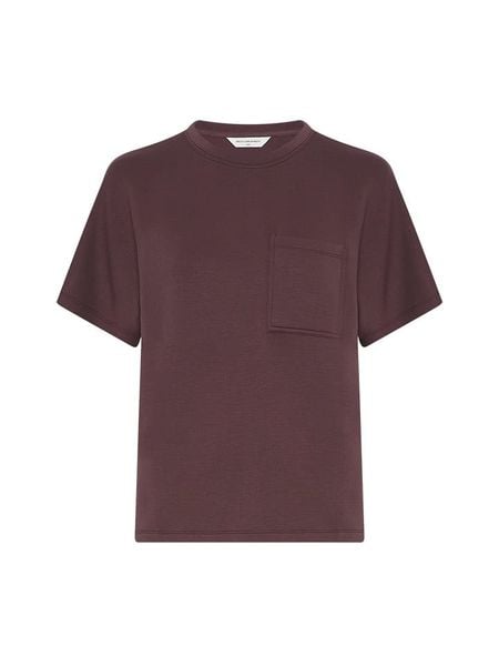 MOSS COPENHAGEN Koszulka "Harissa Ima" w kolorze fioletowym rozmiar: L/XL. Różowe bluzki Moss Copenhagen, l, bez wzorów, z wiskozy, klasyczne, bez kołnierzyka, bez ramiączek. Za 131.12 zł.