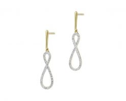 Kolczyki z żółtego złota z diamentami - 0,12 ct - próba 585. Żółte kolczyki Apart, z diamentem, złote. W wyprzedaży za 2,093.00 zł.