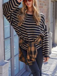 LA Angels Sweter w kolorze czarno-karmelowym rozmiar: M. Brązowe swetry LA Angels, m, bez wzorów, bez ramiączek. Za 159.96 zł.