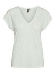 Vero Moda Koszulka "Ilsa" w kolorze białym rozmiar: XS. Białe bluzki Vero Moda, xs, bez wzorów, bez kołnierzyka, bez ramiączek. Za 51.80 zł.