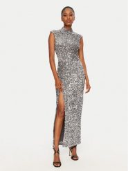 BARDOT Sukienka wieczorowa 59670DB Srebrny Regular Fit. Szare sukienki Bardot, l, bez wzorów, z syntetyku, wizytowe, bez kołnierzyka, bez ramiączek. Za 609.99 zł.