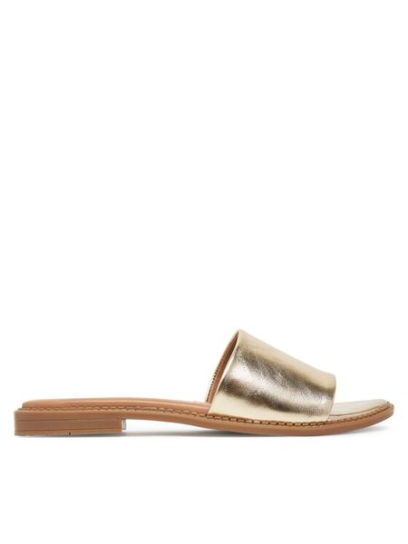 Lasocki Klapki EST-AFIONA-01 Złoty. Żółte klapki Lasocki, bez wzorów, ze skóry, bez obcasa. Za 99.99 zł.