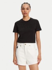 Versace Jeans Couture T-Shirt 78HAHS04 Czarny Regular Fit. Czarne t-shirty Versace Jeans Couture, s, bez wzorów, z bawełny, bez kołnierzyka, bez ramiączek. Za 469.99 zł.