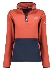 Geographical Norway Bluza polarowa "Touki" w kolorze rdzawoczerwono-granatowym rozmiar: L. Czerwone bluzy Geographical Norway, l, bez wzorów, z polaru, bez kaptura. Za 88.23 zł.