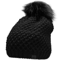 Czapka damska 4F. Czarne czapki 4f, bez wzorów, z materiału. Za 52.99 zł.