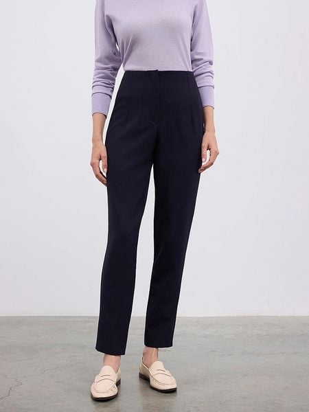 BGN Spodnie w kolorze granatowym rozmiar: 40. Niebieskie spodnie materiałowe BGN, na imprezę, bez wzorów, z materiału, z podwyższonym stanem. Za 139.87 zł.