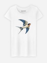 WOOOP Koszulka "Barn Swallow" w kolorze białym rozmiar: M. Białe bluzki Wooop, m, bez wzorów, bez kołnierzyka, bez ramiączek. Za 56.95 zł.