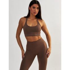 Stanik Fitness BeShaped Gym Queen Bezszwowy. Brązowe biustonosze BESHAPED, bez wzorów, z nylonu. W wyprzedaży za 152.15 zł.