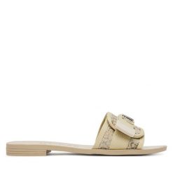 Klapki Guess. Żółte klapki Guess, z aplikacjami, bez obcasa. Za 249.99 zł.