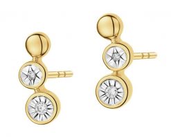 Kolczyki z żółtego złota z diamentami - 0,03 ct - próba 375. Żółte kolczyki Apart, z diamentem, złote. Za 999.00 zł.