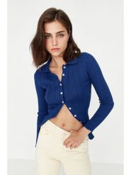Trendyol Kardigan w kolorze granatowym rozmiar: M. Niebieskie kardigany Trendyol, m, bez wzorów, prążkowane. Za 60.99 zł.