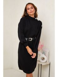 Soft Cashmere Sukienka dzianinowa w kolorze czarnym rozmiar: 34/36. Czarne sukienki Soft Cashmere, na co dzień, bez wzorów, z dzianiny, klasyczne, bez kołnierzyka, bez ramiączek, midi, proste. Za 136.13 zł.