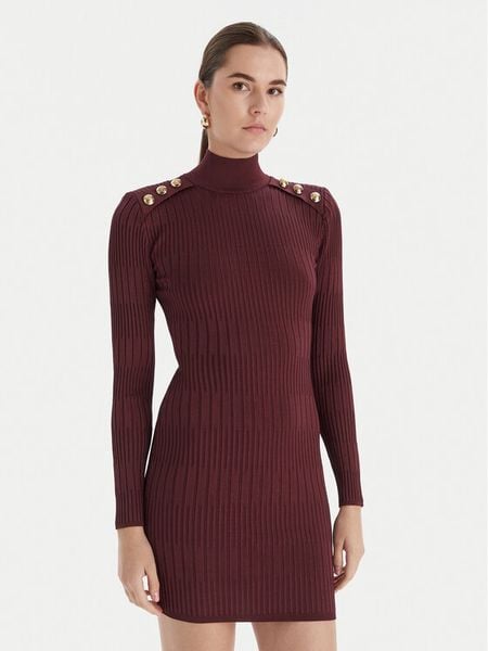 Marciano Guess Sukienka dzianinowa 5BGK52 5881Z Bordowy Slim Fit. Czerwone sukienki Marciano Guess, z aplikacjami, z dzianiny, bez kołnierzyka, bez ramiączek. Za 499.99 zł.