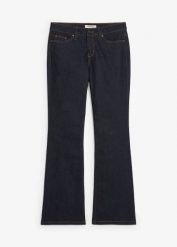 Jeansy o kroju bootcut, mid waist. Niebieskie jeansy bonprix, bez wzorów. Za 129.99 zł.