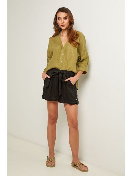Fleur de Lin Bluzka w kolorze khaki rozmiar: S. Brązowe bluzki Fleur de Lin, s, bez wzorów, ze lnu, bez kołnierzyka, bez ramiączek. Za 148.96 zł.