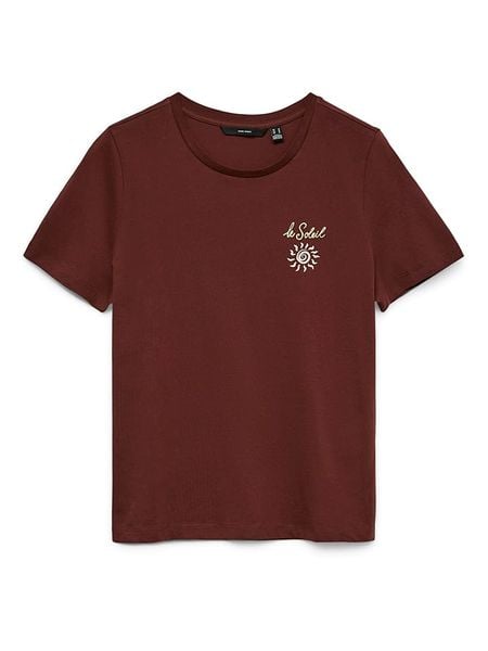 Vero Moda Koszulka w kolorze brązowym rozmiar: M. Brązowe bluzki Vero Moda, m, bez wzorów, z bawełny, bez kołnierzyka, bez ramiączek. Za 48.96 zł.