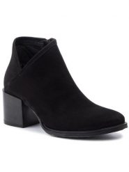 QUAZI Botki QZ-21-03-000254 Czarny. Czarne botki QUAZI, bez wzorów, z nubiku, bez obcasa, na słupku, bez zapięcia. Za 379.00 zł.