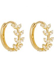 OR ÉCLAT Złote kolczyki-kreole "Feuillette" z cyrkoniami rozmiar: onesize. Żółte kolczyki OR ÉCLAT, z cyrkonią, złote. Za 782.99 zł.