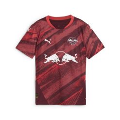Młodzieżowa koszulka wyjazdowa RB Leipzig 24/25 PUMA Dark Jasper Active Red. Czerwona bluzki Puma, m, bez wzorów, młodzieżowe, bez kołnierzyka, bez ramiączek. W wyprzedaży za 184.00 zł.