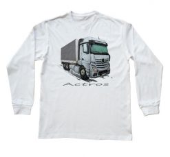 Mercedes-Benz Actros — bluzka z długim rękawem (Rozmiar: XL (dorosła); Kolor koszulki: biały; Rodzaj nadruku: Mercedes-Benz Actros). Białe bluzki nikiniki, s, bez wzorów, z bawełny, bez kołnierzyka, bez ramiączek. Za 89.00 zł.