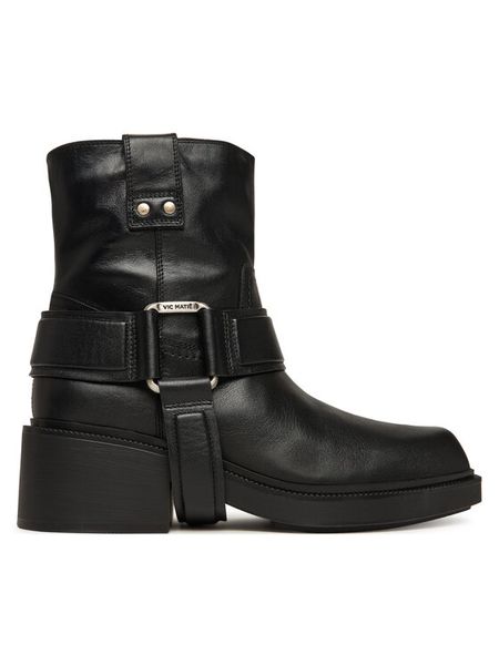 Vic Matié Botki 1H4150D_F06F150101 Czarny. Czarne botki Vic Matié, bez wzorów, ze skóry, bez obcasa, na słupku, bez zapięcia. Za 1,669.00 zł.