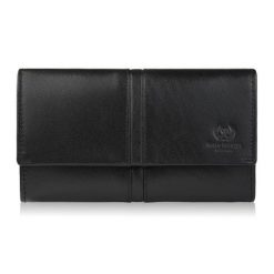 Portfel damski skórzany duży czarny z ochroną RFID elegancki Paolo Peruzzi AL-06-BL. Czarne portfele PAOLO PERUZZI, bez wzorów, ze skóry. Za 89.00 zł.