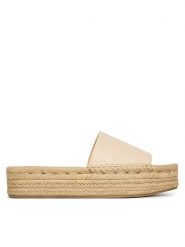 Calvin Klein Espadryle Flatf Espa Mule Lth Mg HW0HW03027 Beżowy. Brązowe espadryle Calvin Klein, bez wzorów, ze skóry, bez obcasa, bez zapięcia. Za 449.99 zł.