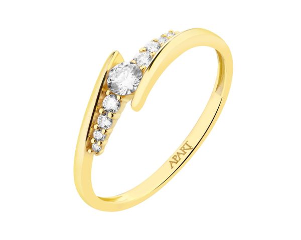 Złoty pierścionek z cyrkoniami. Żółte pierścionki Apart, z cyrkonią, złote. Za 869.00 zł.