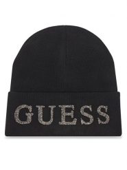 Guess Czapka AW5398 POL01 Czarny. Czarne czapki Guess, z aplikacjami, z materiału. Za 159.99 zł.