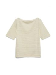 Vero Moda Koszulka w kolorze beżowo-białym rozmiar: S. Brązowe bluzki Vero Moda, s, bez wzorów, bez kołnierzyka, bez ramiączek. Za 48.73 zł.