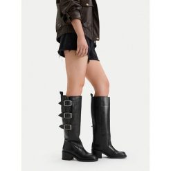 Kozaki G-Star. Czarne kozaki G-Star, bez obcasa, na słupku, bez zapięcia. Za 699.99 zł.