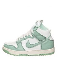 Nike Skórzane sneakersy "Dunk Hi 1985" w kolorze zielono-białym rozmiar: 36. Białe trampki Nike, bez wzorów, z materiału, za kostkę, bez zapięcia. Za 385.45 zł.