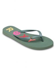 Sandały dla Kobiety SANDY Zielony. Zielone sandały Roxy, bez wzorów, z gumy, bez obcasa, bez zapięcia. Za 84.99 zł.