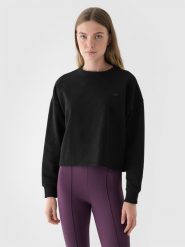 4F Bluza dresowa nierozpinana bez kaptura damska - czarna S. Czarne bluzy sportowe 4f, s, bez wzorów, z bawełny, bez kaptura. W wyprzedaży za 59.99 zł.