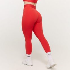Legginsy damskie fitness bez przedniego szwu czerwone Limitless. Czerwone legginsy GYMBEAM, m, bez wzorów, z elastanu. Za 112.90 zł.
