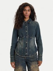 Guess Jeans Koszula jeansowa W5BH47 D4ON3 Granatowy Regular Fit. Niebieskie koszule Guess Jeans, xl, z aplikacjami, z bawełny, bez kołnierzyka, bez ramiączek. Za 619.99 zł.