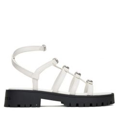 Sandały Marc Jacobs. Białe sandały Marc Jacobs, bez wzorów, bez obcasa, na płaskiej podeszwie, bez zapięcia. Za 1,239.00 zł.